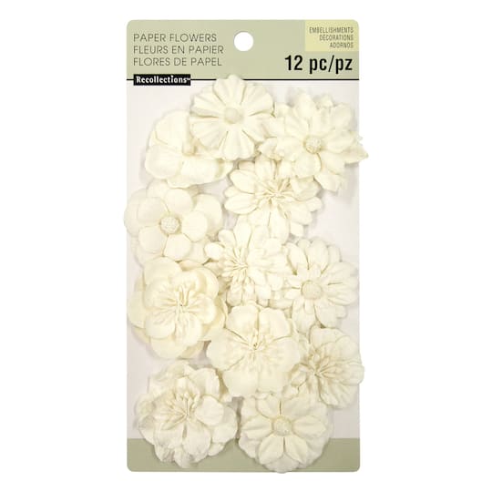 Assorted White Paper Flower Embellishments By Recollections&#x2122;